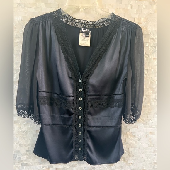Dolce & Gabbana silk and lace trim blouse - Picture 1 of 9